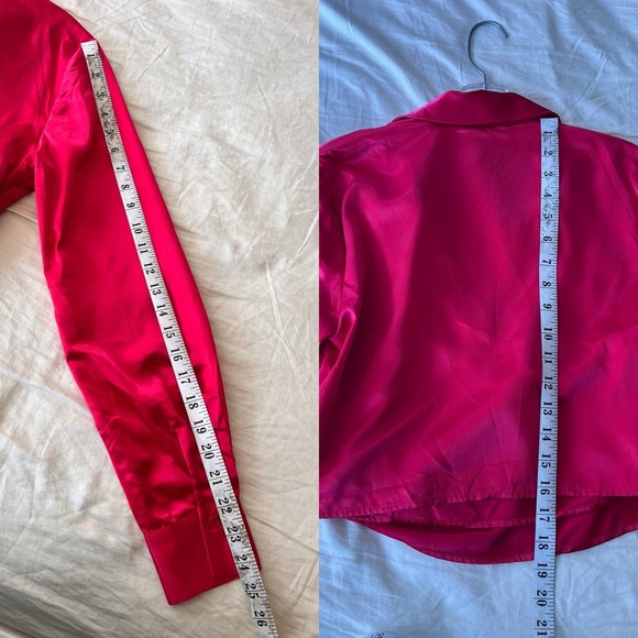 NWT Rachel Zoe Hot Pink Satin Drape Blouse M - Picture 10 of 12